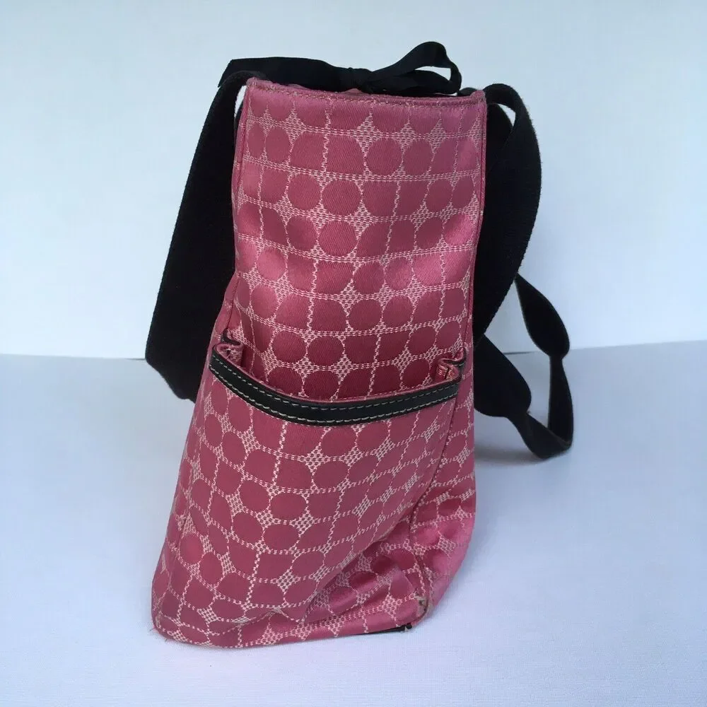 Kate Spade New York Baby Diaper Bag Tote Pink/Black Classic Dot Noel Medium
